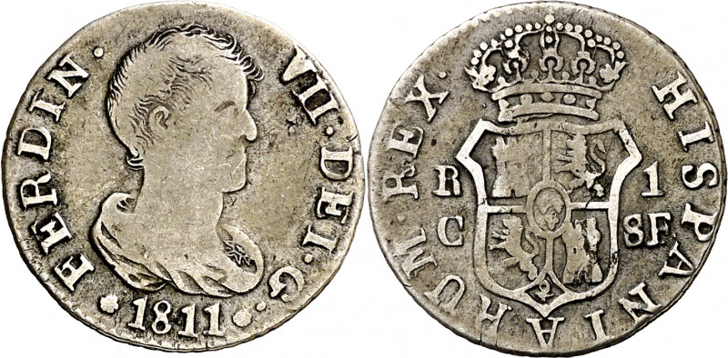 1811. Fernando VII. Catalunya (Tarragona o Mallorca). SF. 1 real. (AC. 510). Bus...