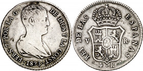 1823. Fernando VII. Valencia. 4 reales. (AC. 993). Escasa. 6,35 g. MBC-/MBC.