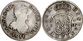1811. Fernando VII. Catalunya (Tarragona o Mallorca). SF. 4 reales. (AC. 1033). Muy rara. 13,15 g. BC+/MBC-.
