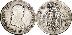1812. Fernando VII. Catalunya (Mallorca). SF. 4 reales. (AC. 1034). Rara. 12,88 g. BC/BC+.