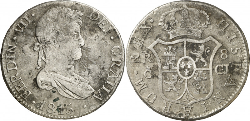 1815. Fernando VII. Cádiz. CJ. 8 reales. (AC. 1155). Oxidaciones. Muy rara, no h...