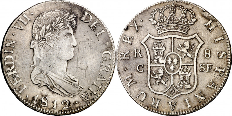 1812. Fernando VII. Catalunya (Mallorca). SF. 8 reales. (AC. 1160). Busto laurea...