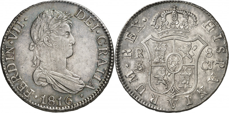 1816. Fernando VII. Sevilla. CJ. 8 reales. (AC. 1417). Leves rayitas. Pátina muy...