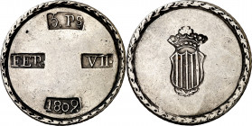 1809. Fernando VII. Tarragona. 5 pesetas. (AC. 1429). Leves golpecitos. Buen ejemplar. 26,59 g. MBC+.