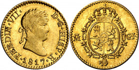 1817. Fernando VII. Madrid. GJ. 1/2 escudo. (AC. 1486). 1,78 g. MBC/MBC+.