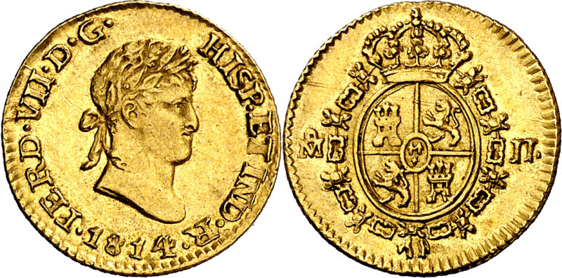 1814. Fernando VII. México. JJ. 1/2 escudo. (AC. 1487). Mínimas rayitas. Bella. ...