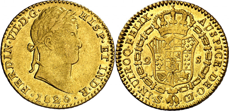 1820. Fernando VII. Sevilla. CJ. 2 escudos. (AC. 1676). Parte de brillo original...