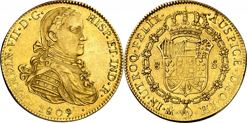 1809. Fernando VII. México. HJ. 8 escudos. (AC. 1782) (Cal.Onza 1253). Busto ima...