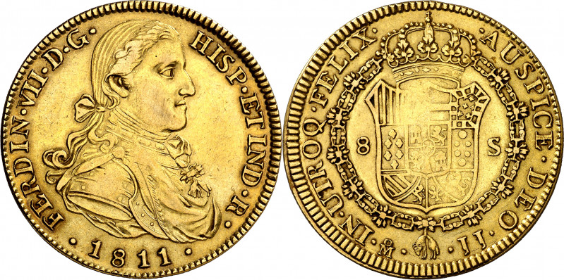 1811. Fernando VII. México. JJ. 8 escudos. (Cal.Onza 1525). Busto imaginario. Fa...