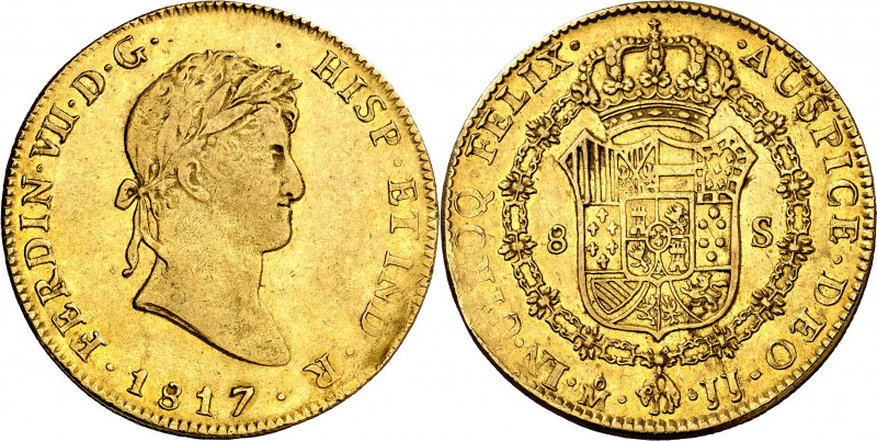 1817. Fernando VII. México. JJ. 8 escudos. (AC. 1795) (Cal.Onza 1267). Leve defe...