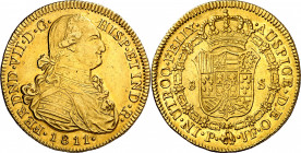 1811. Fernando VII. Popayán. JF. 8 escudos. (AC. 1811) (Cal.Onza 1281) (Restrepo 128-7). Buen ejemplar. 27,06 g. MBC+.