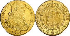 1816. Fernando VII. Santa Fe de Nuevo Reino. JF. 8 escudos. (AC. 1852) (Cal.Onza 1232) (Restrepo 127-22a). Sin punto entre IND R. Leves marquitas. Bel...