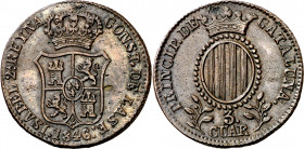 1846. Isabel II. Barcelona. 3 cuartos. (AC. 13). Leves impurezas. Buen ejemplar. 6,82 g. MBC+.