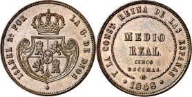 1848. Isabel II. Madrid. 1/2 real = 5 décimas. (AC. 152). Leves marquitas. Atractiva. Escasa así. 18,52 g. EBC.