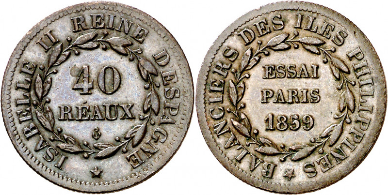 1859. Isabel II. París. 40 reaux. (AC. 268) (Basso 80) (Kr. Deluxe ANA Centennia...