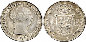 1852. Isabel II. Barcelona. 4 reales. (AC. 425). Bonita pátina. Escasa. 5,11 g. MBC/MBC+.