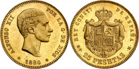 1880*1880. Alfonso XII. MSM. 25 pesetas. (AC. 79). Bella. 8,06 g. EBC+.