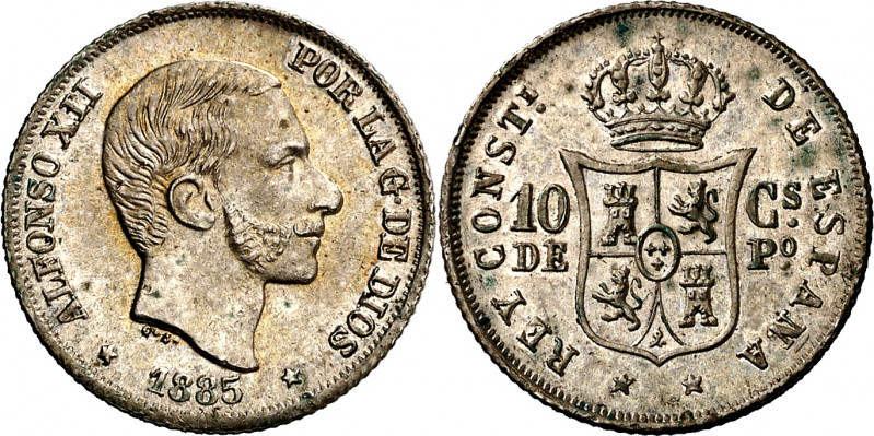 1885. Alfonso XII. Manila. 10 centavos. (AC. 102). Mínimo golpecito. Muy bella. ...