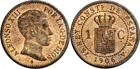 1906*6. Alfonso XIII. SLV. 1 céntimo. (AC. 2). 1,07 g. S/C.