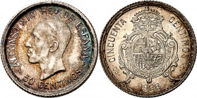 1926. Alfonso XIII. PCS. 50 céntimos. (AC. 50). Bella pátina. 2,50 g. S/C.