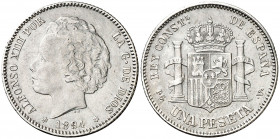 1894*1894. Alfonso XIII. PGV. 1 peseta. (AC. 55). Muy escasa así. 4,93 g. MBC/MBC+.