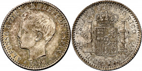 1896. Alfonso XIII. Puerto Rico. PGV. 10 centavos. (AC. 125). Bella. Brillo original. Escasa así. 2,57 g. EBC.