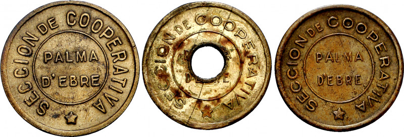 Palma d'Ebre. Sección de Cooperativa. 25 céntimos, 1 y 2 pesetas. (T. 2038, 2040...