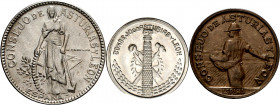 Asturias y León. 50 céntimos, 1 y 2 pesetas. (AC. 8 a 10). 3 monedas, serie completa. EBC.