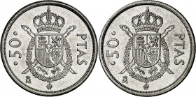 (1976-1984). Juan Carlos I. 50 pesetas. Acuñación del reverso en ambas caras. Rara. 9,28 g. Proof.