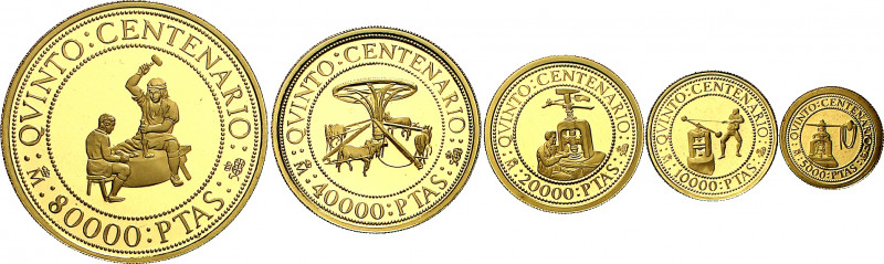 1992. Juan Carlos I. 5000, 10000, 20000, 40000 y 80000 pesetas. (Fuster MC-62 a ...