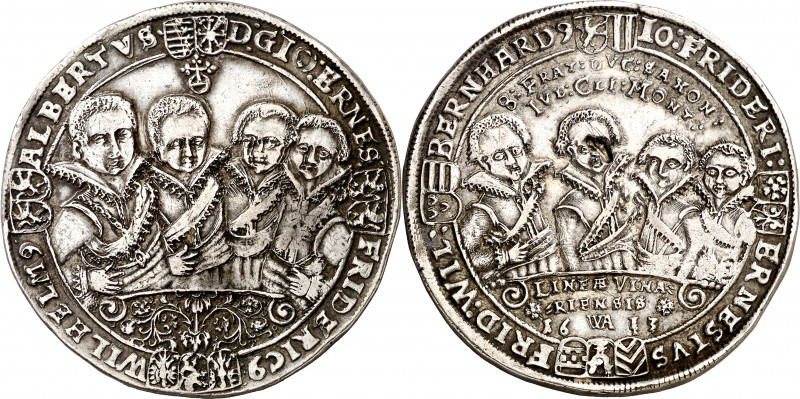 Alemania. Sajonia-Weimar. 1613. Ocho hermanos. WA. 1 taler. (Kr. 11). Hojita y g...