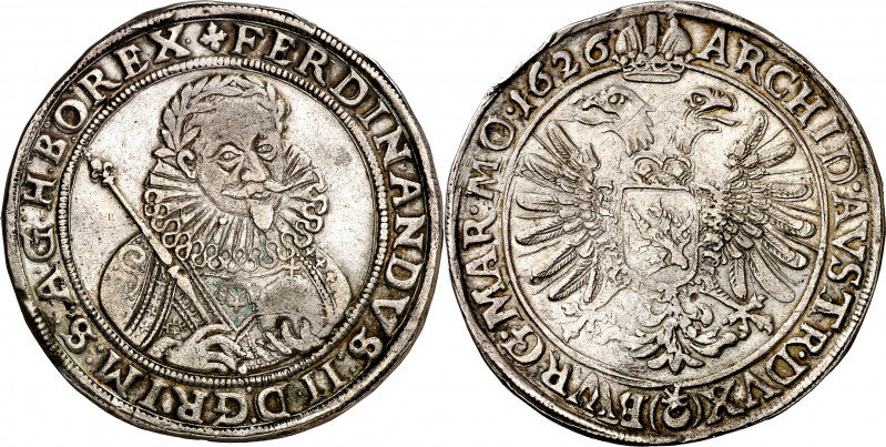 Bohemia. 1626. Fernando II. Praga. 1 taler. (Kr. 395, falta fecha) (Dav. 3139, f...