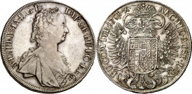 Bohemia. 1751. María Teresa. Praga. 1 taler. (Kr. 765). Buen ejemplar. AG. 28,05 g. MBC+.