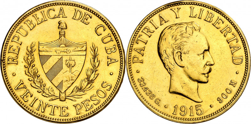 Cuba. 1915. 20 pesos. (Fr. 1) (Kr. 21). Golpecitos. Rayitas por limpieza. AU. 33...