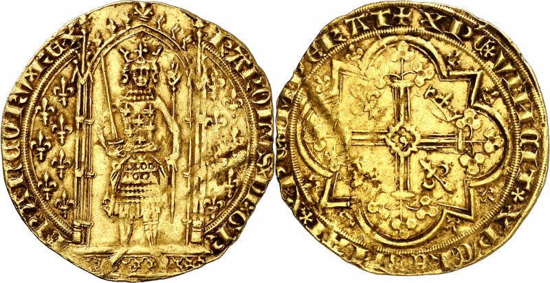 Francia. Carlos V (1364-1380). 1 franc au pied. (Fr. 284). Ligera ondulación. Es...