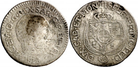 Italia. Cerdeña. 1812. Víctor Manuel I. 1 real. (Kr. 106) (Piras 182). Rara. AG. 2,85 g. BC+/MBC-.