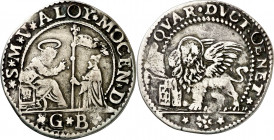 Italia. Venecia. s/d (1700-1701). Alvise Mocenigo II. GB. 1/4 ducado. (Kr. 447). Rara. AG. 5,40 g. MBC-.