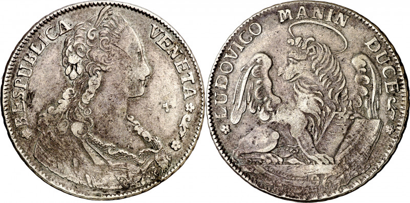 Italia. Venecia. 1796. Ludovico Manin. 1 tallero. (Kr. 747). Escasa. AG. 28,31 g...