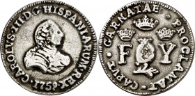 1759. Carlos III. Granada. Proclamación. (Ha. 17) (V.Q. 13005). Plata fundida. 6,40 g. Ø31 mm. MBC+.
