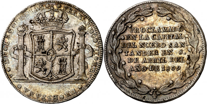 1809. Fernando VII. Nuevo Santander. Proclamación. Módulo 2 reales. (Ha. 41) (Gr...