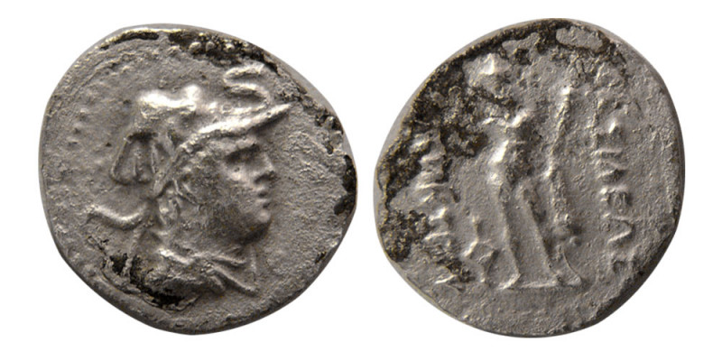 KINGS of BAKTRIA, Demetrios. Circa 200-185 BC. AR Obol (0.54 gm; 12 mm). Diademe...