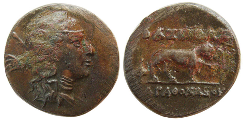 KINGS of BAKTRIA, Agathokles. Circa 185-170 BC. Æ Double Unit (7.48 gm; 22 mm). ...
