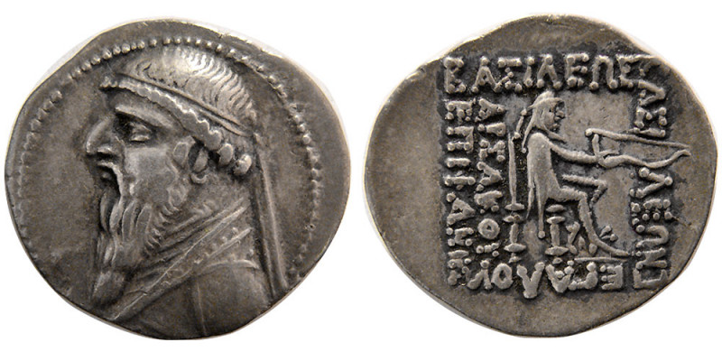 KINGS of PARTHIA. Mithradates II (121-91 BC). AR Drachm (4.22 gm; 22 mm). Rhagai...