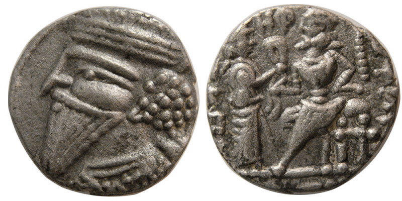 KINGS of PARTHIA. Vologases V (AD 191-208). AR Tetradrachm (13.52 gm; 24 mm). Se...