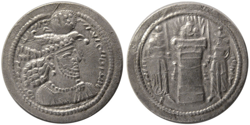 SASANIAN KINGS. Hormizd II (303-309 AD). Silver Drachm (3.90 gm; 26 mm). Sunrise...