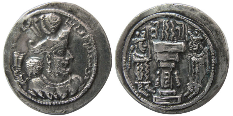 SASANIAN KINGS. Bahram (Varhran) IV (388-399 AD). Silver Drachm (4.02 gm; 25 mm)...