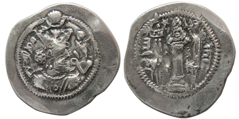 SASANIAN KINGS. Zamasp 496-498/9 AD. Silver Drachm (4.10 gm; 29 mm). "AS" (Aspan...