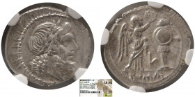 ROMAN REPUBLIC. Anonymous. Ca 211-208 BC. AR Victoriatus. NGC-Choice AU.