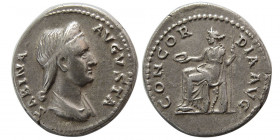 ROMAN EMPIRE. Sabina. 128-136 AD. AR Denarius