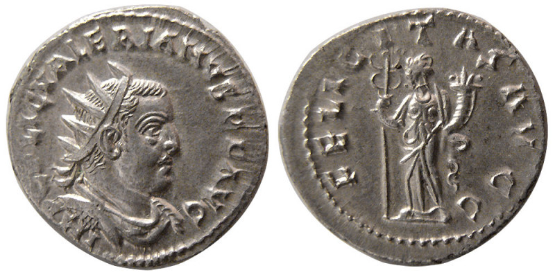 ROMAN EMPIRE. Valerian. AD. 253-260. AR Denarius (3.78 gm; 22 mm). Struck 255-25...